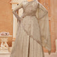 Salwar Suit Net Beige Embroidered Salwar Kameez