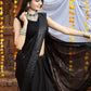 Classic Georgette Black Embroidered Saree