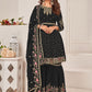 Salwar Suit Faux Georgette Black Embroidered Salwar Kameez