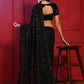 Classic Georgette Black Embroidered Saree