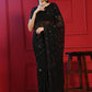 Classic Georgette Black Embroidered Saree