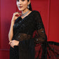 Classic Georgette Black Embroidered Saree