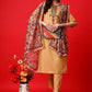 Salwar Suit Blended Cotton Mustard Embroidered Salwar Kameez