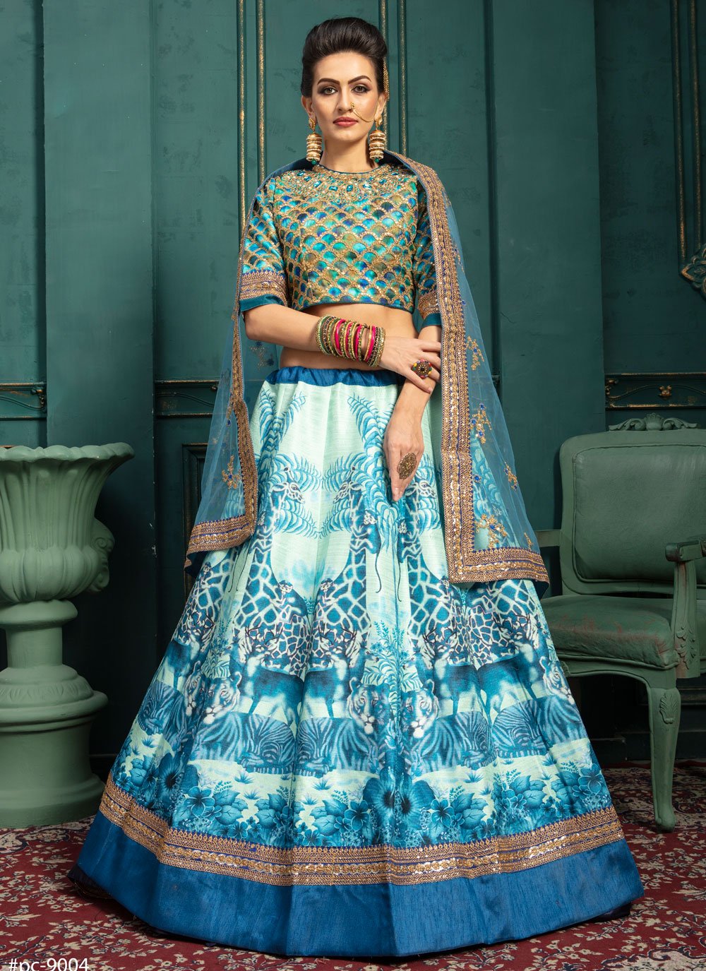 Lehenga Choli Silk Blue Embroidered Lehenga Choli