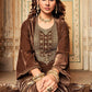 Pant Style Suit Velvet Brown Embroidered Salwar Kameez