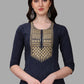 Casual Kurti Cotton Blue Embroidered Kurtis
