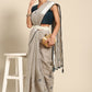 Classic Poly Cotton Grey Embroidered Saree