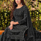 Palazzo Salwar Suit Faux Georgette Black Embroidered Salwar Kameez