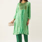 Party Wear Kurti Georgette Green Embroidered Kurtis