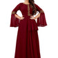 Gown Georgette Maroon Embroidered Gown