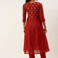 Casual Kurti Chanderi Viscose Maroon Embroidered Kurtis