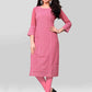 Designer Kurti Chiffon Georgette Pink Embroidered Kurtis