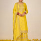 Palazzo Salwar Suit Chinon Yellow Embroidered Salwar Kameez