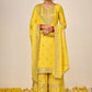 Palazzo Salwar Suit Chinon Yellow Embroidered Salwar Kameez