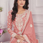 Salwar Suit Chiffon Chinon Pink Embroidered Salwar Kameez