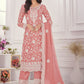 Salwar Suit Chiffon Chinon Pink Embroidered Salwar Kameez