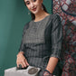 Straight Salwar Suit Chinon Grey Embroidered Salwar Kameez