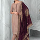 Straight Salwar Suit Chinon Mauve Embroidered Salwar Kameez