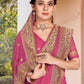 Classic Georgette Pink Embroidered Saree