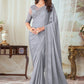 Classic Silk Grey Embroidered Saree