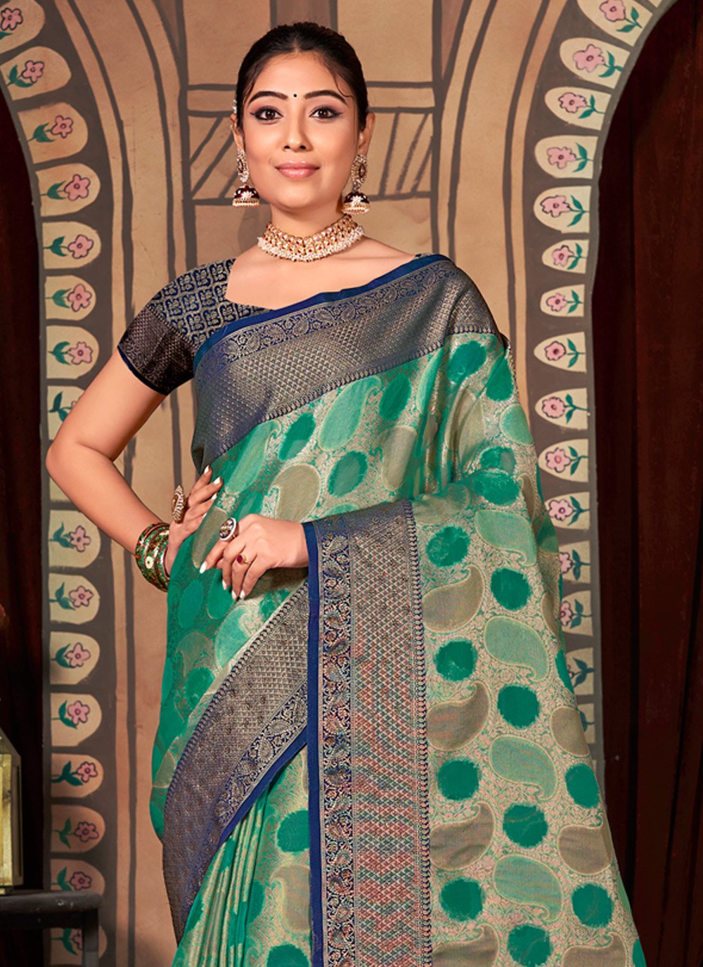 Classic Organza Multi Colour Embroidered Saree