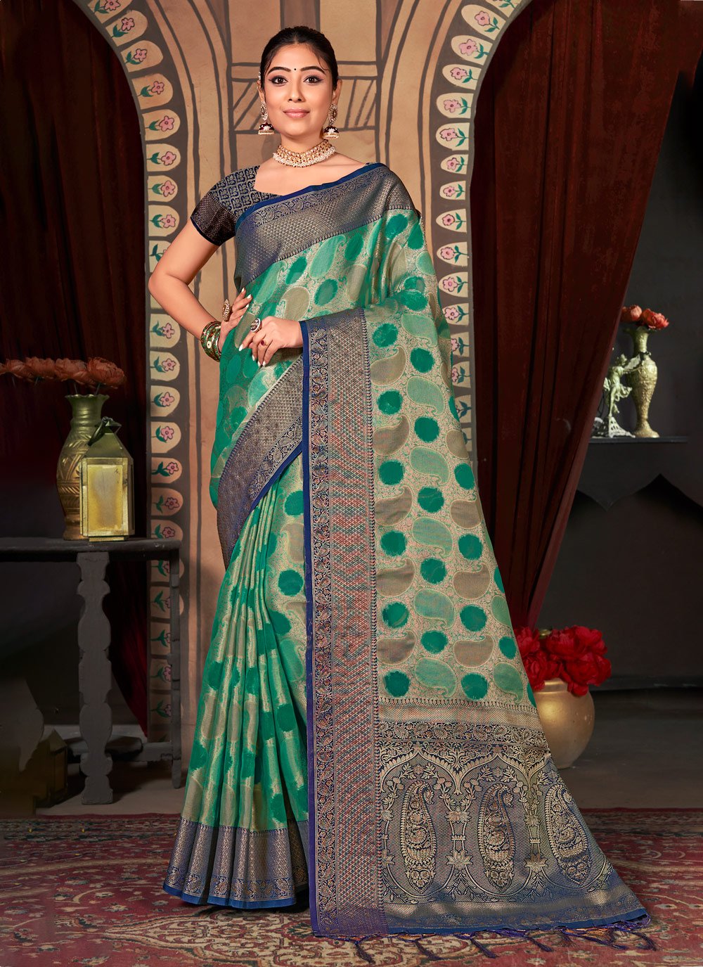 Classic Organza Multi Colour Embroidered Saree