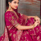 Classic Pure Dola Silk Magenta Embroidered Saree