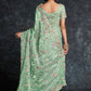 Classic Organza Sea Green Embroidered Saree