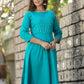 Casual Kurti Cotton Aqua Blue Embroidered Kurtis