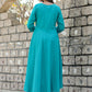 Casual Kurti Cotton Aqua Blue Embroidered Kurtis