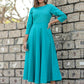 Casual Kurti Cotton Aqua Blue Embroidered Kurtis