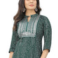 Designer Kurti Cotton Green Embroidered Kurtis