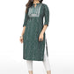 Designer Kurti Cotton Green Embroidered Kurtis