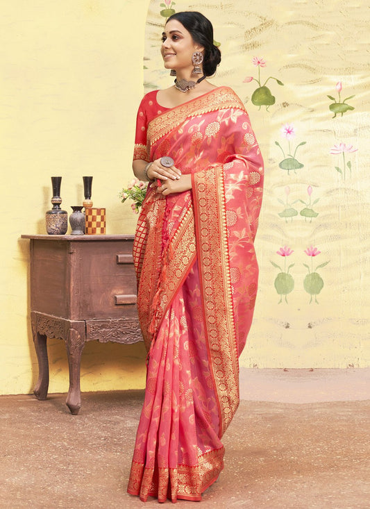 Trendy Saree Cotton Fuchsia Embroidered Saree