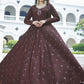 Gown Cotton Brown Embroidered Gown