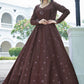 Gown Cotton Brown Embroidered Gown