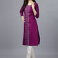 Party Wear Kurti Cotton Magenta Embroidered Kurtis