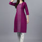 Party Wear Kurti Cotton Magenta Embroidered Kurtis