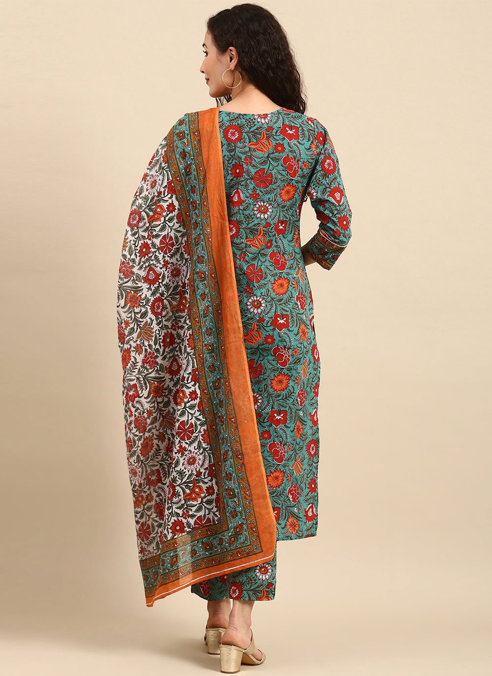 Pant Style Suit Cotton Multi Colour Embroidered Salwar Kameez