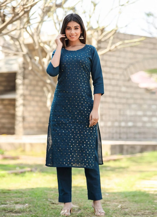 Party Wear Kurti Cotton Morpeach Embroidered Kurtis