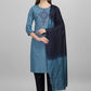 Salwar Suit Cotton Blue Embroidered Salwar Kameez