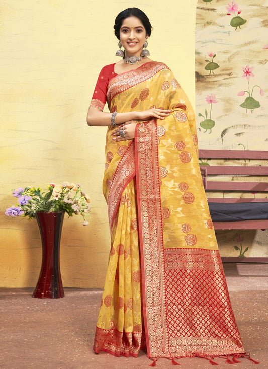 Trendy Saree Cotton Yellow Embroidered Saree