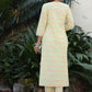 Designer Kurti Cotton Yellow Embroidered Kurtis