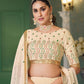 A Line Lehenga Georgette Cream Embroidered Lehenga Choli