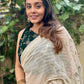 Contemporary Georgette Cream Embroidered Saree