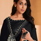 Contemporary Crepe Silk Satin Black Embroidered Saree