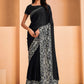 Contemporary Crepe Silk Satin Black Embroidered Saree