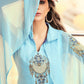 Designer Gown Georgette Blue Embroidered Gown