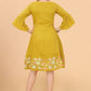 Designer Kurti Rayon Viscose Mustard Embroidered Kurtis