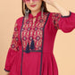 Designer Kurti Rayon Viscose Pink Embroidered Kurtis